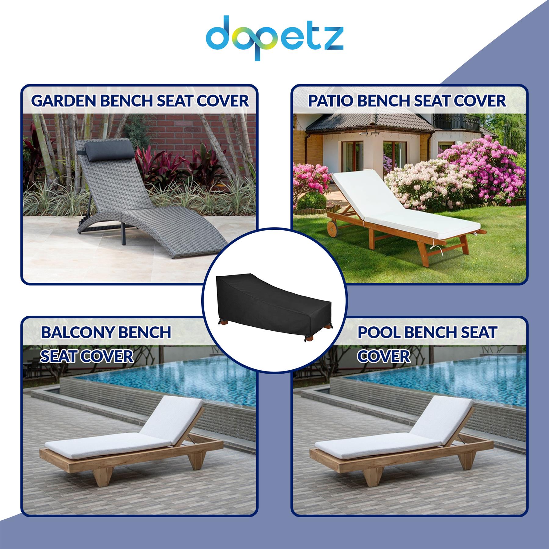 Garden Sun Lounger Cover 420D Polyester Water Repellent Windproof UV Resistant Outdoor Chair 200x80x40cm - Image 4