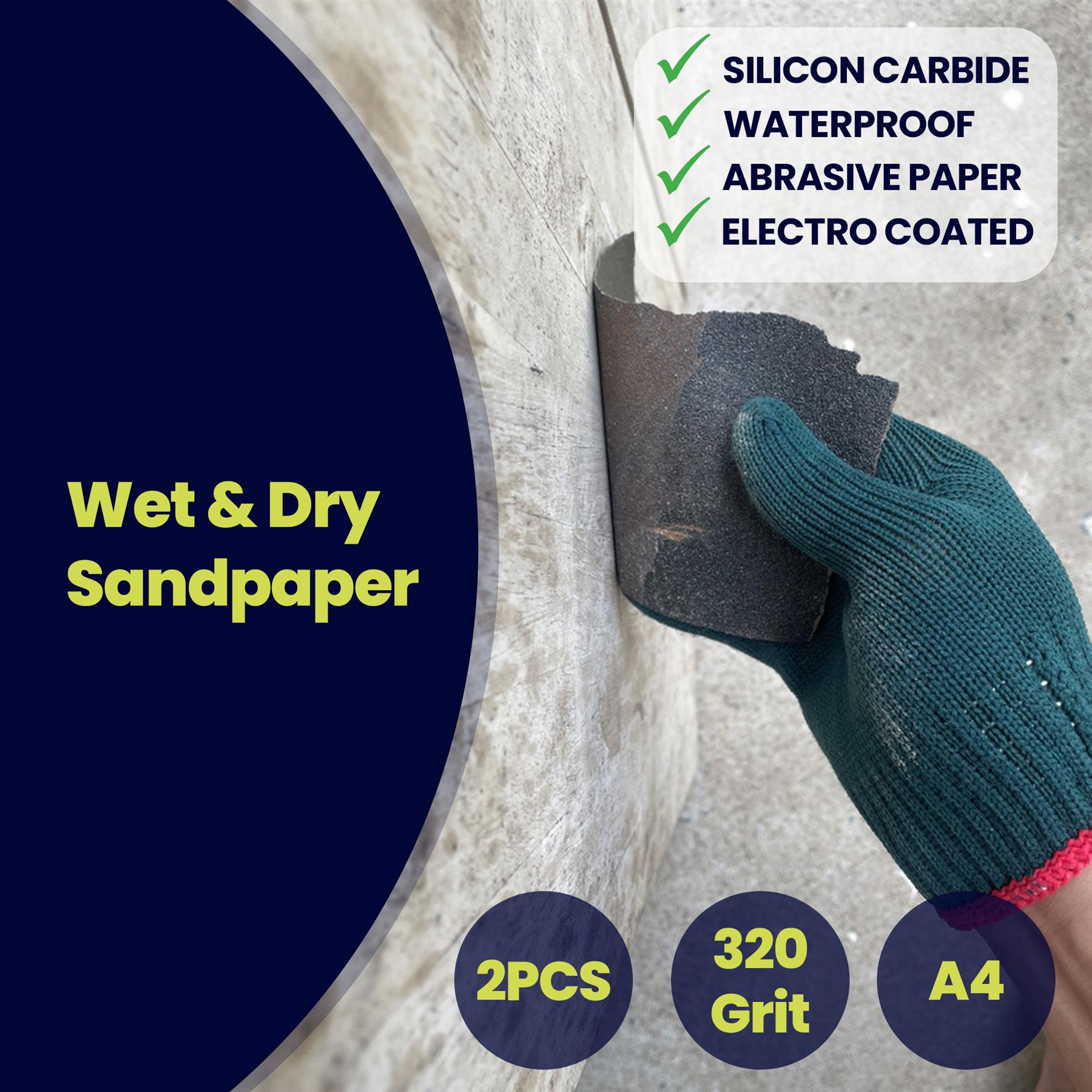 Wet And Dry Sandpaper 320 Grit Sand Paper 230x280mm Sanding Finishing A4 2Pcs - Image 5