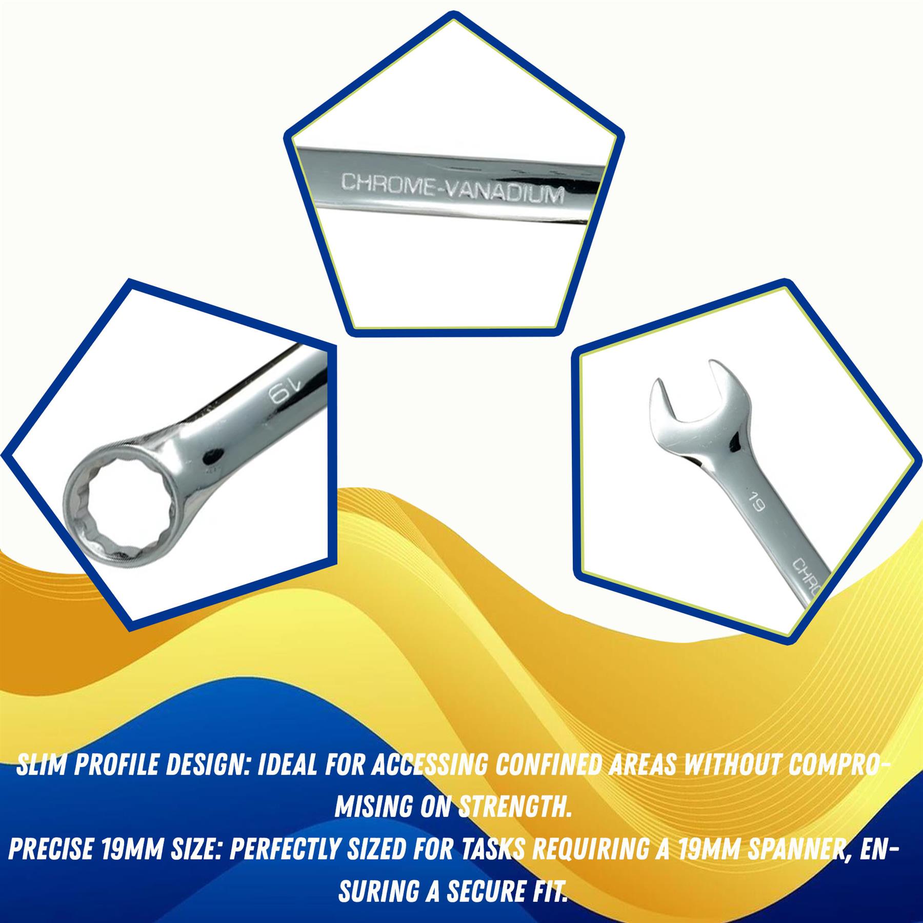 Combination Open Ring Spanner Chrome Mechanics Garage Tools 19mm - Image 4