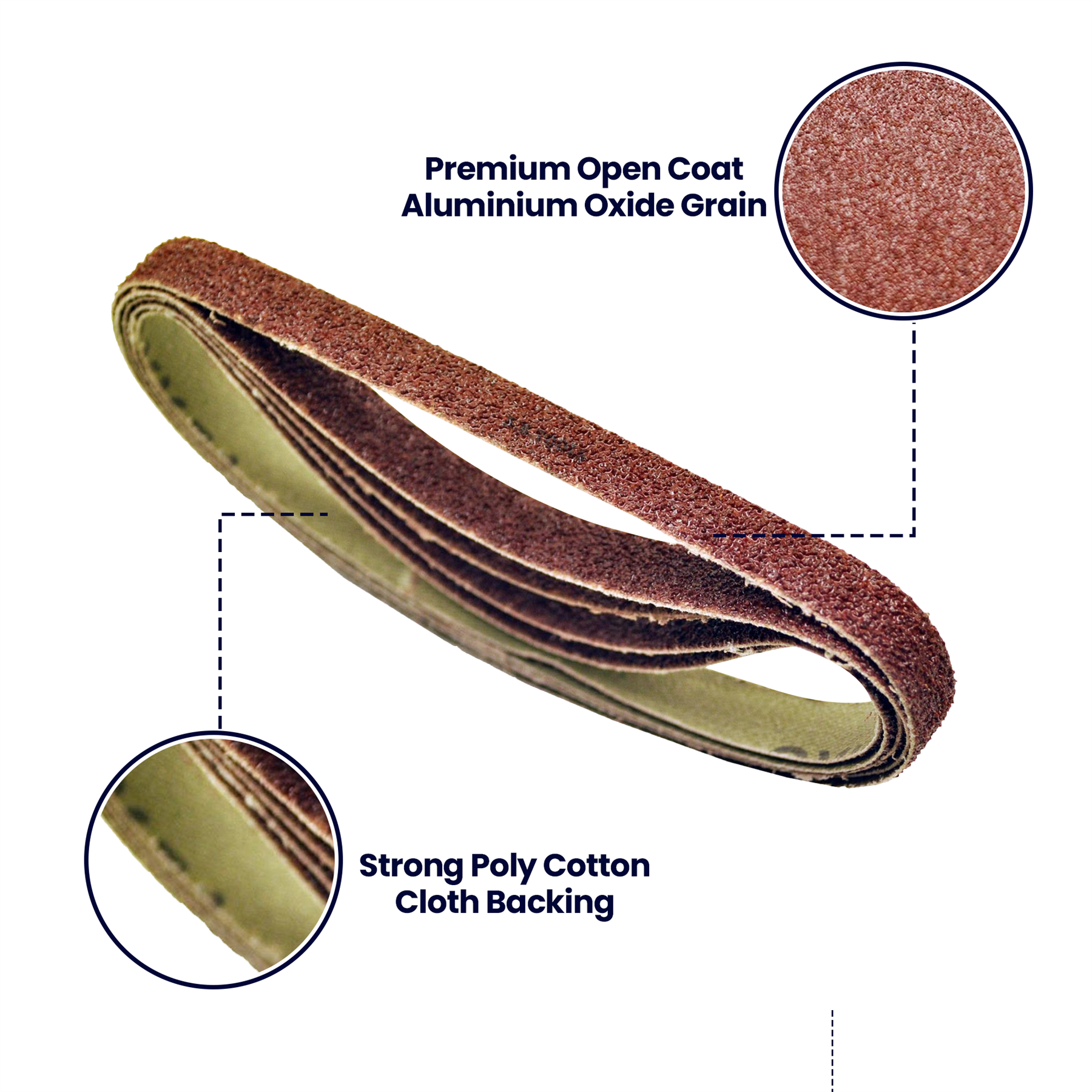 5 Pack Sanding Belts 330mm x 10mm (60 Grit) Coarse Sander Sheets Sanding Belts - Image 4