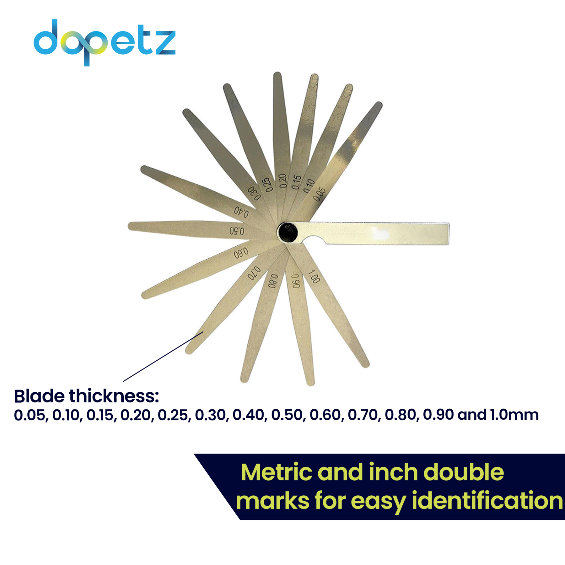 Metric Steel 13 Blade Feeler Gauge 0.05 to 1.0mm Spark Plug Measure Gap Tool Set - Image 3