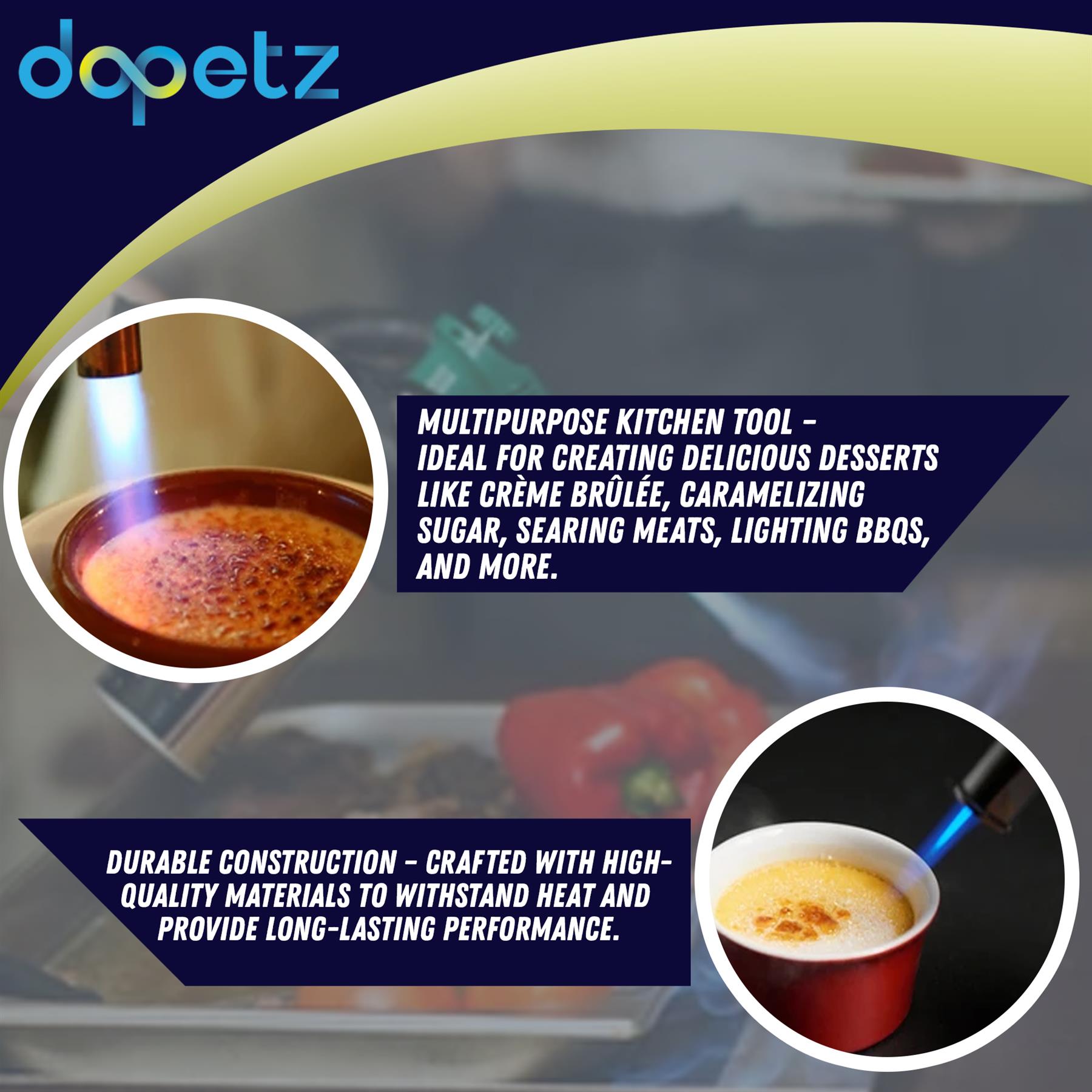 Butane Blow Torch Adjustable Flame Blow Torch Lighter with Safety Lock for Creme Brulee, BBQ and Baking - Image 3