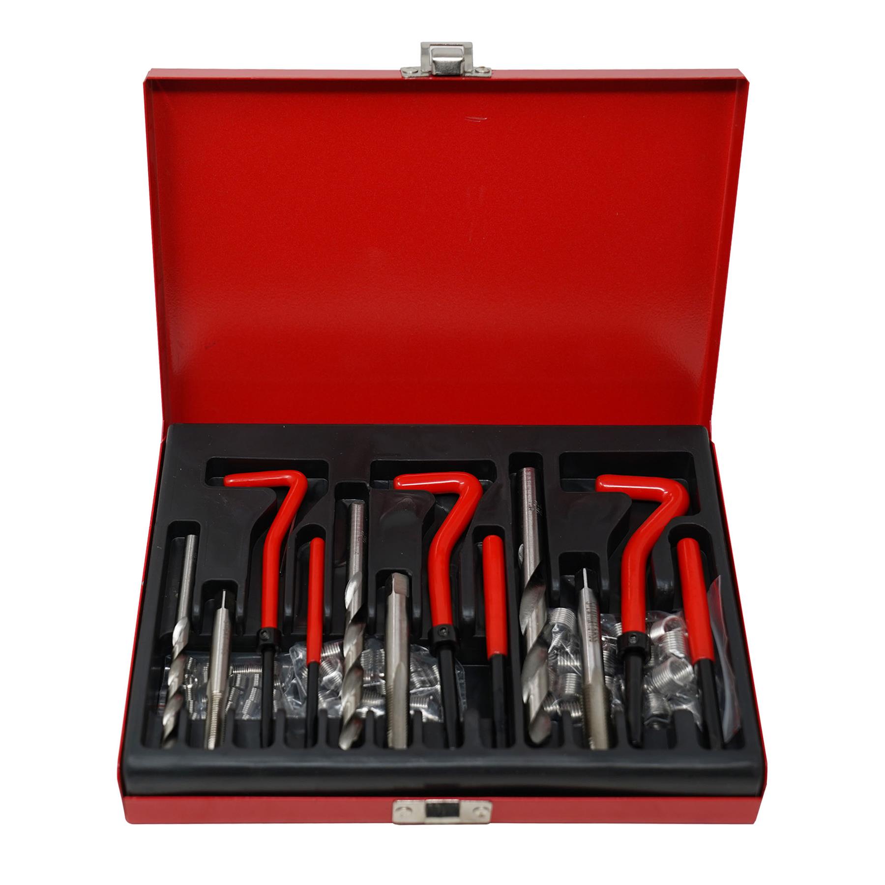 88Pc Thread Repair Set Kit Helicoil M6 M8 M10 Thread Inserts Taps & Drill Bits