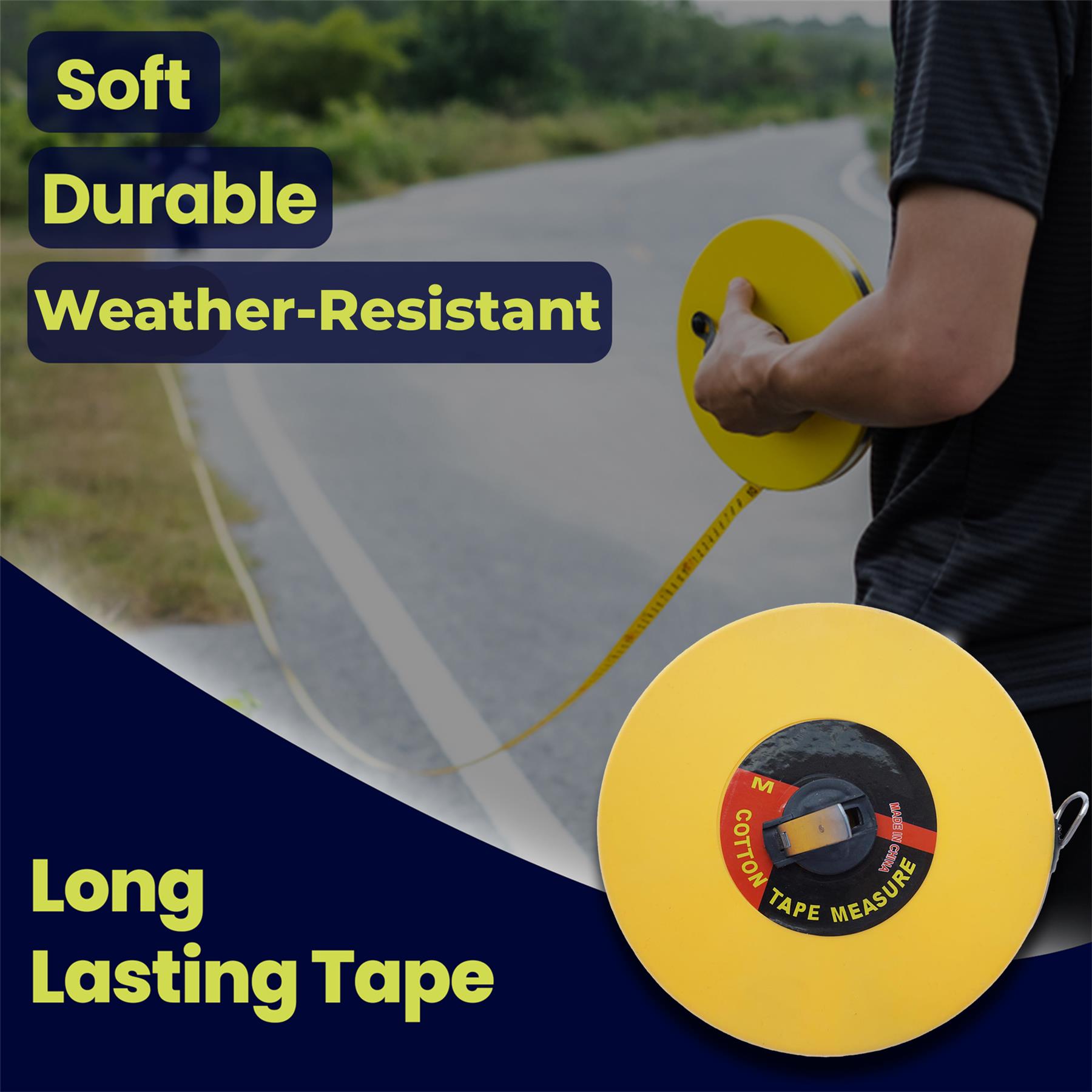 Surveyors 50 M Tape Measure Fibreglass 50 Metre Metric Imperial - Image 5