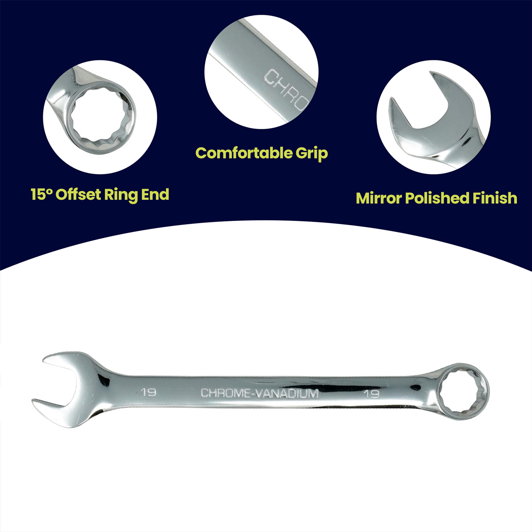 Combination Open Ring Spanner Chrome Mechanics Garage Tools 19mm - Image 3