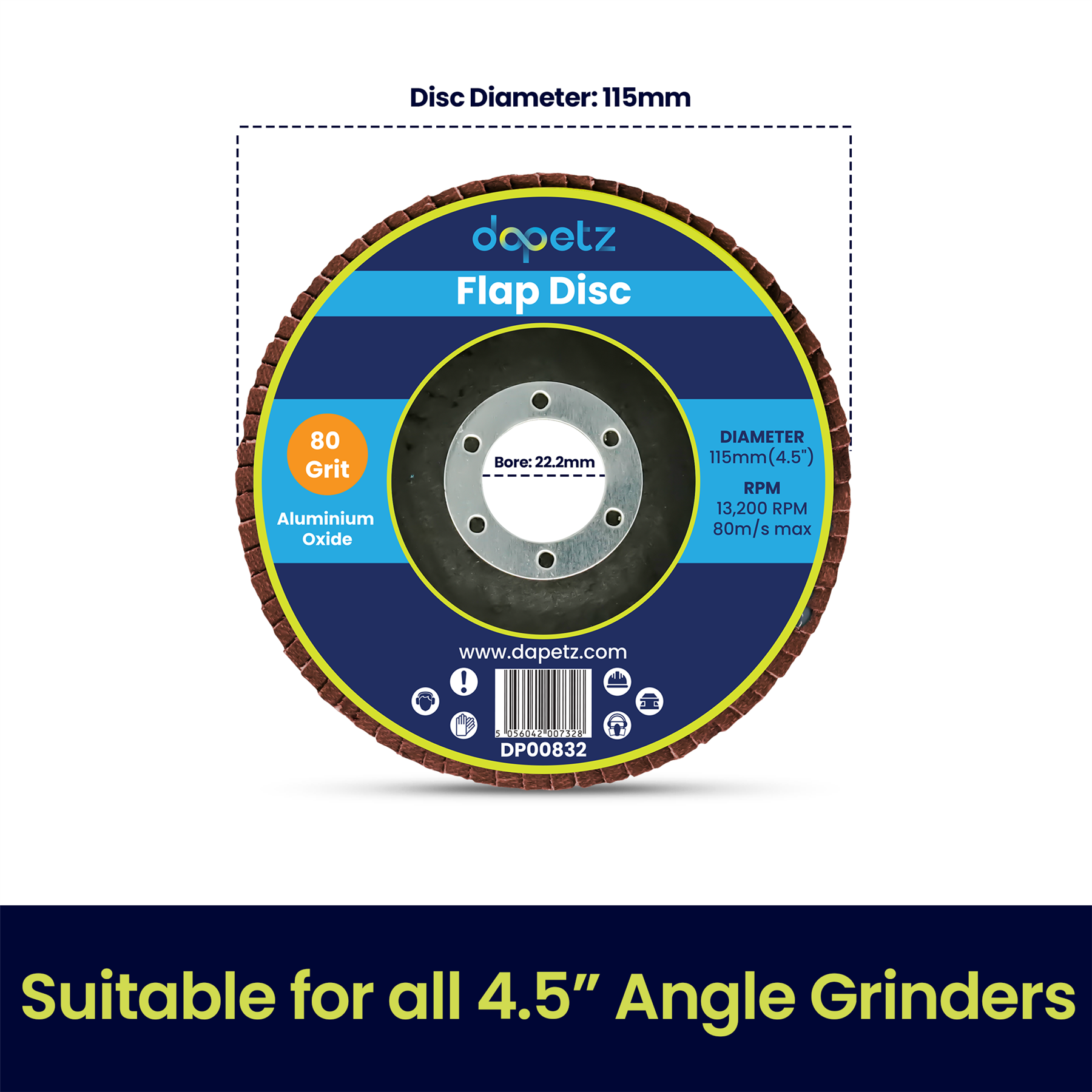 10x Flap Discs 115mm Sanding 80 Grit Grinding Wheels Disc 4.5" Aluminium Oxide - Image 3