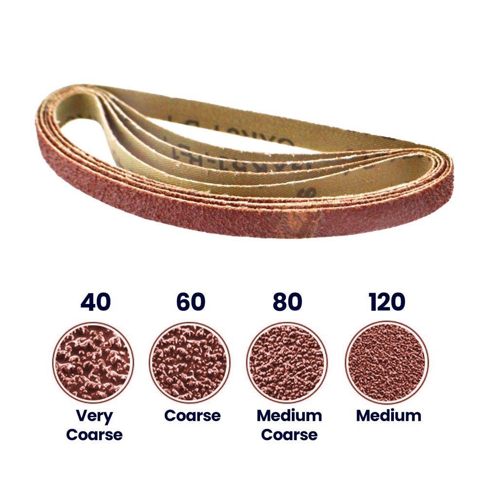 5 Pack Sanding Belts 330mm x 10mm (40 Grit) Coarse Sander Sheets Sanding Belts - Image 9