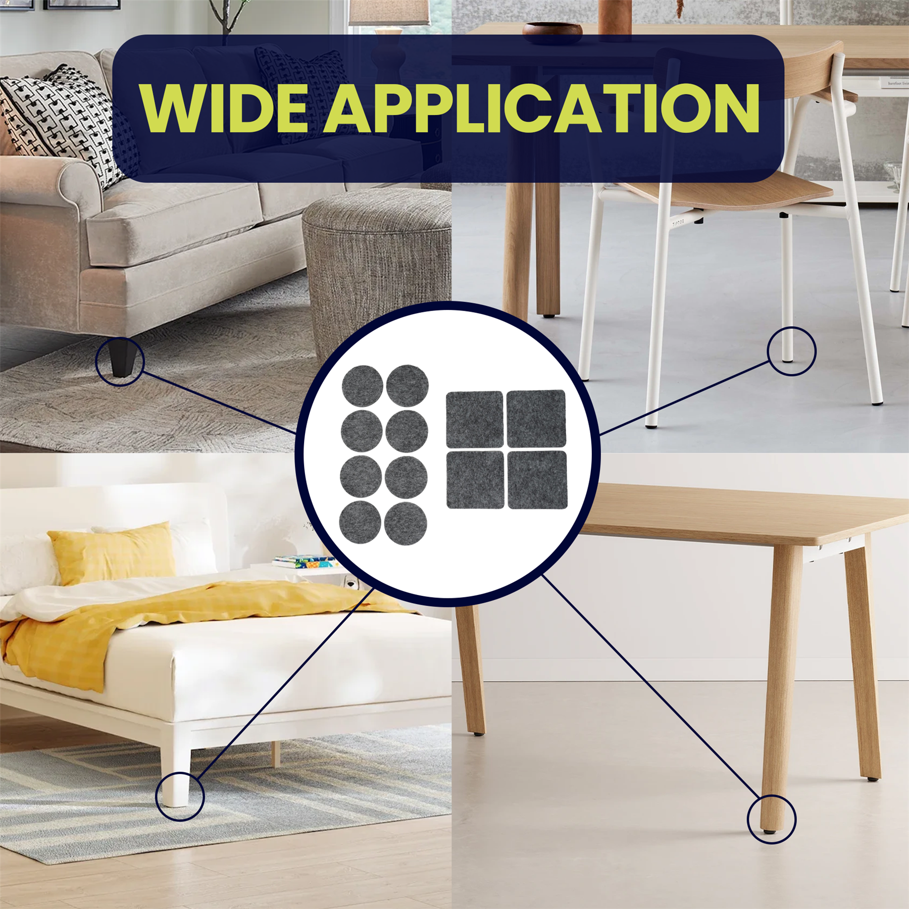 261 pieces Felt Pad for Furniture Feet Felt Floor Protectors Cushion set for Chairs & Furniture Legs - Image 2