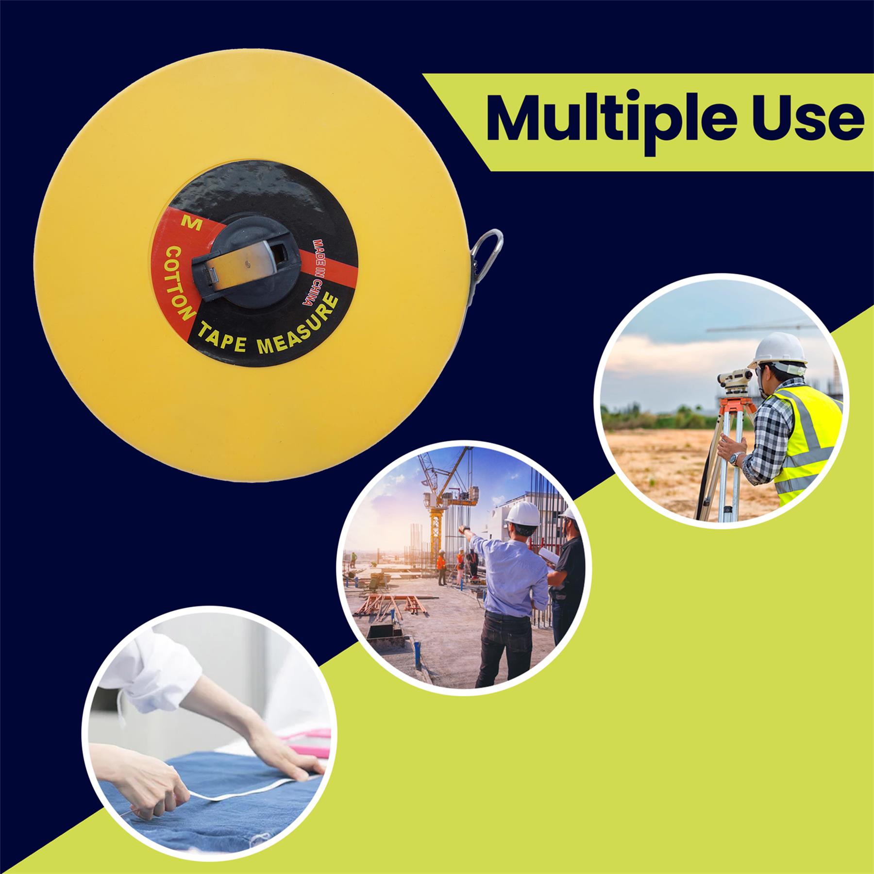 Surveyors 50 M Tape Measure Fibreglass 50 Metre Metric Imperial - Image 4