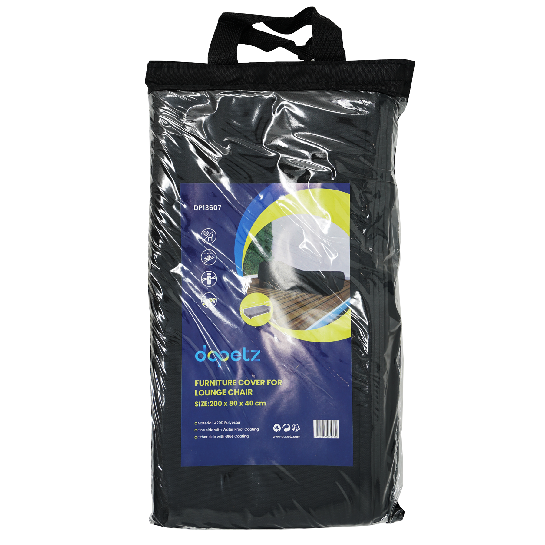 Garden Sun Lounger Cover 420D Polyester Water Repellent Windproof UV Resistant Outdoor Chair 200x80x40cm - Image 6