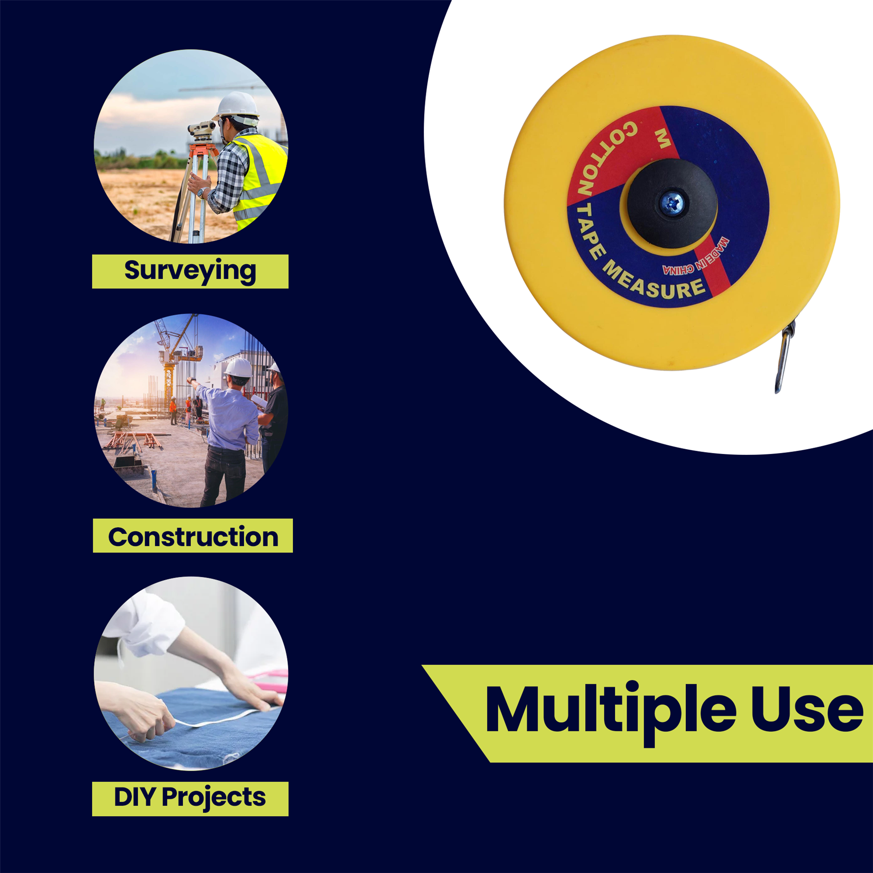 Surveyors 10M Tape Measure Fibreglass 10 Metre Metric Imperial - Image 4