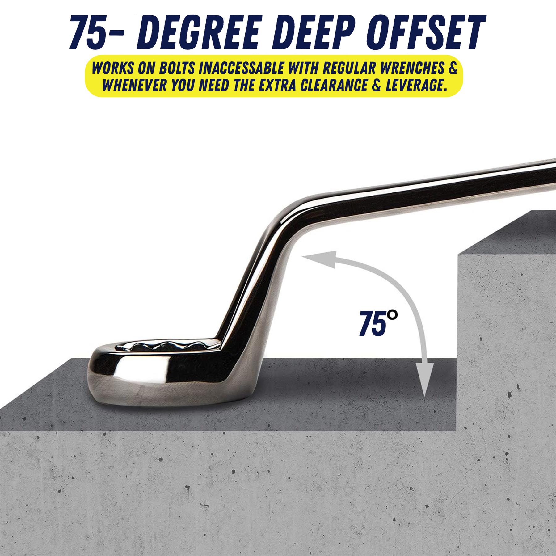 18mm-19mm Deep Offset Bi-Hex Swan Neck Ring Spanner Chrome Vanadium Steel Wrench Thin Profile Narrow Spaces - Image 7