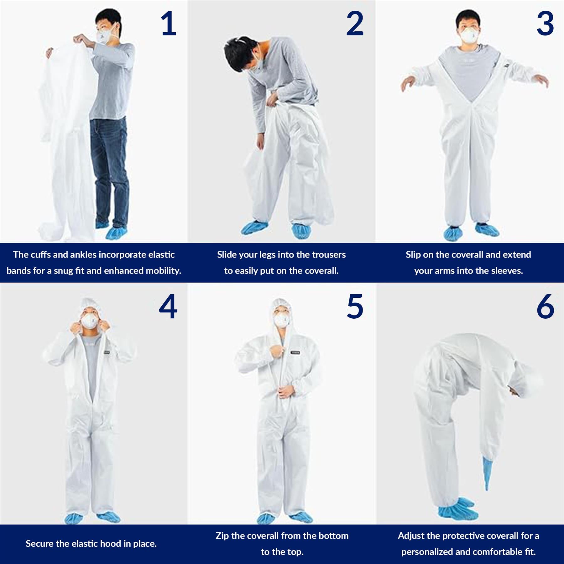 Disposable Paper Suit Protective Overall Coveralls Large 175cm 69" New - Image 2