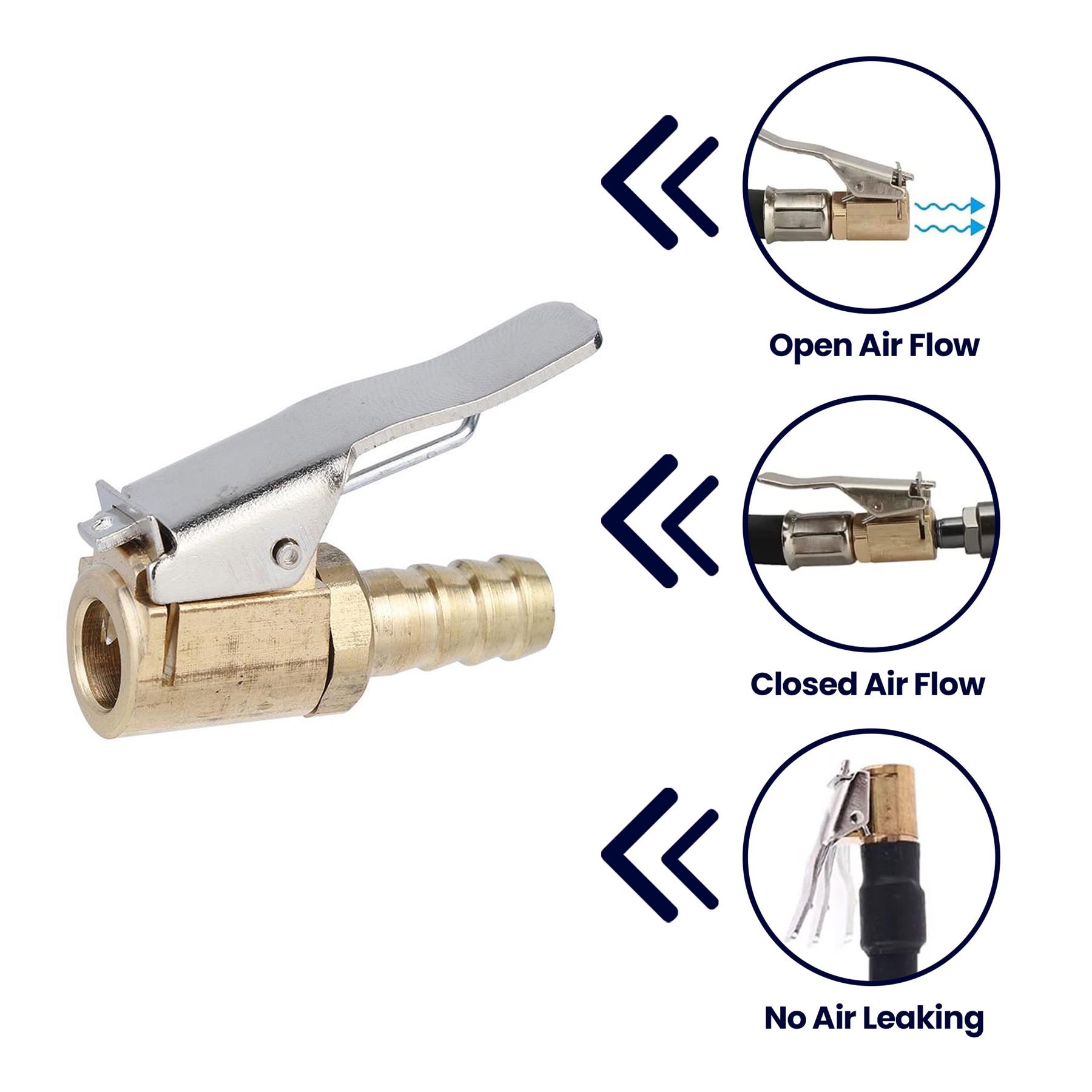 Brass 6mm Car Tyre Inflator Valve Connector Air Chuck Tire Clip Lock-on - Image 4