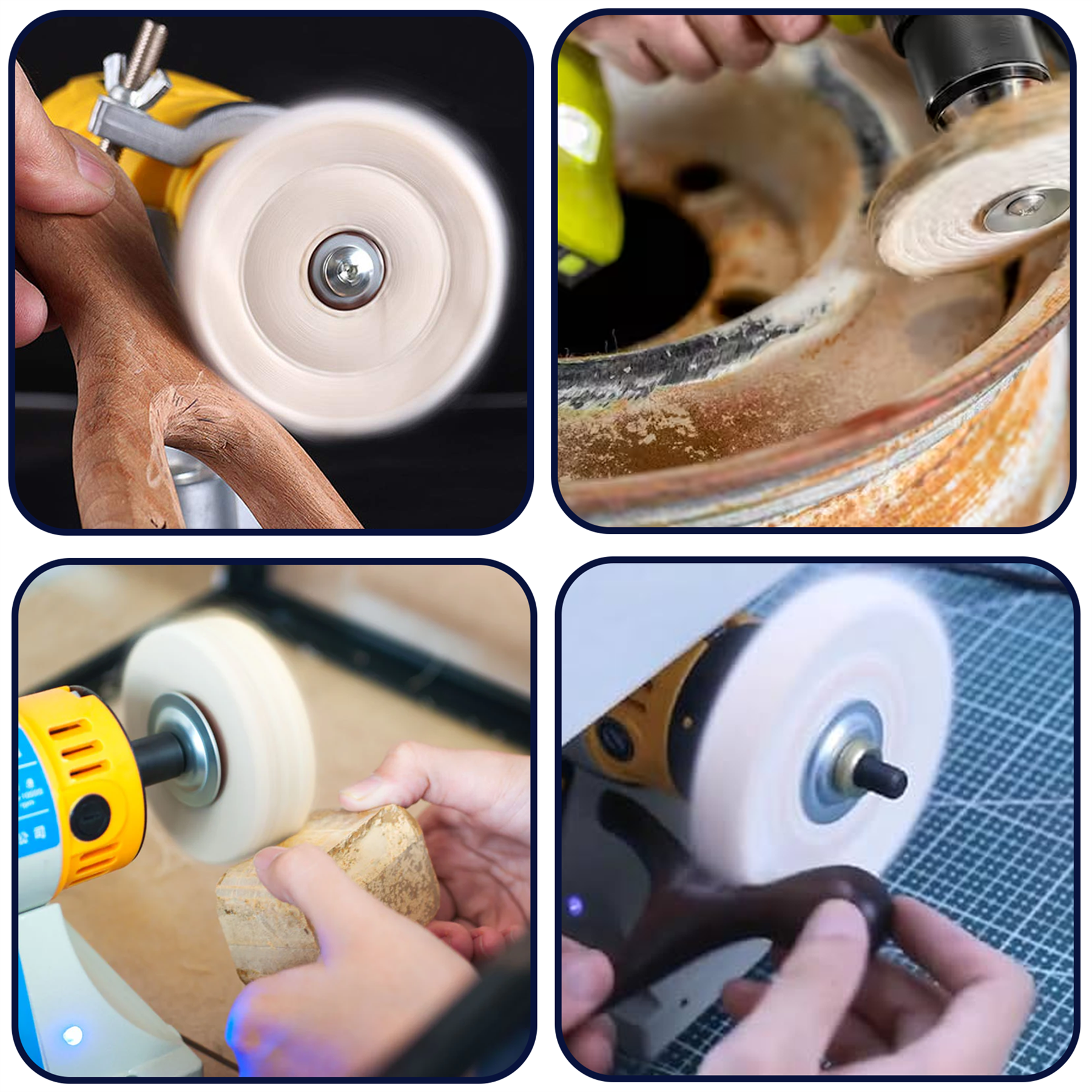 6PCS Car Buffing Polishing Wheel Set Cotton Mops 2 Colors 50–100mm 1/4'' Shank for Metal Wood Plastic - Image 2