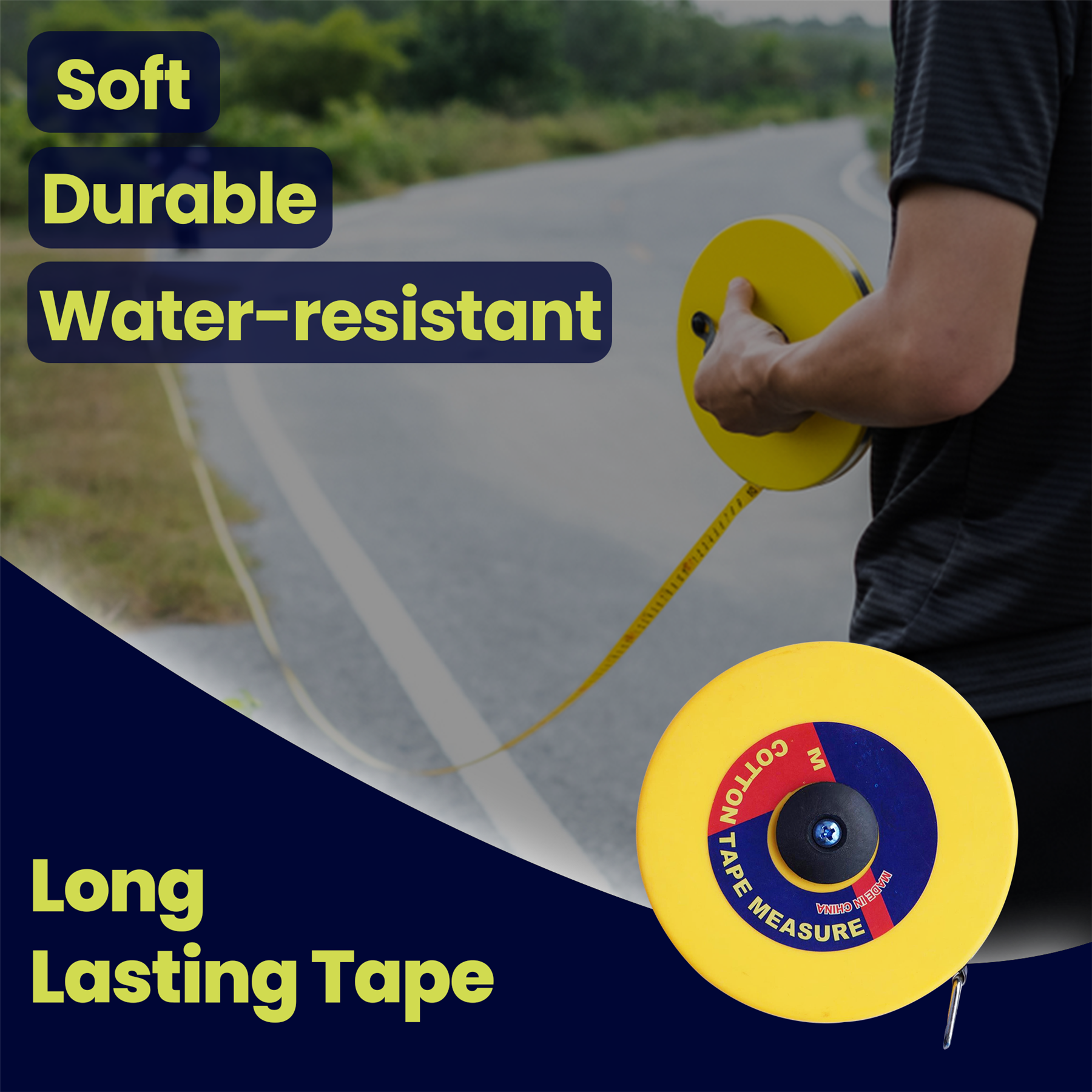 Surveyors 10M Tape Measure Fibreglass 10 Metre Metric Imperial - Image 5