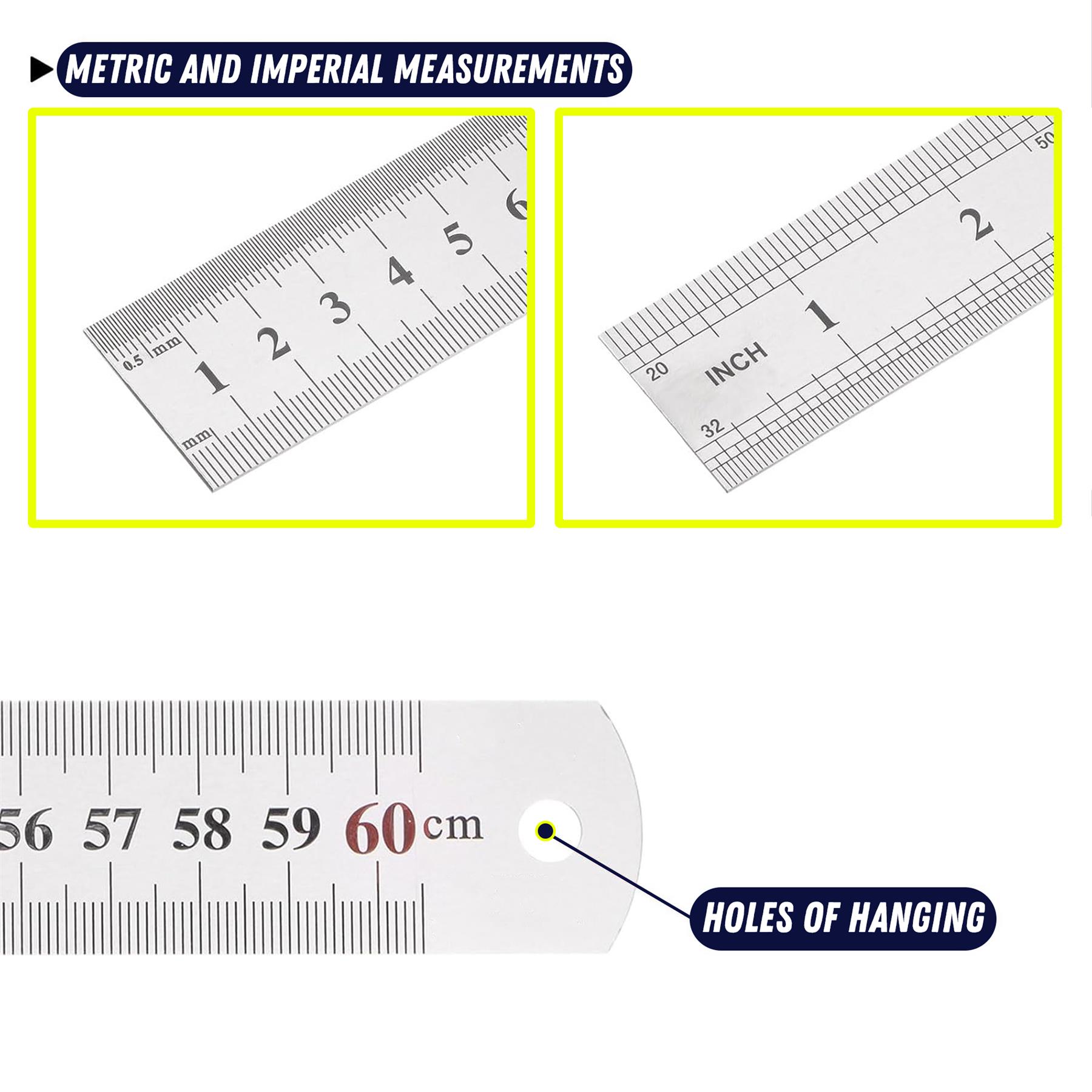 Stainless Steel Ruler Metal Rule Metric Imperial 24" / 600mm 60cm - Image 4