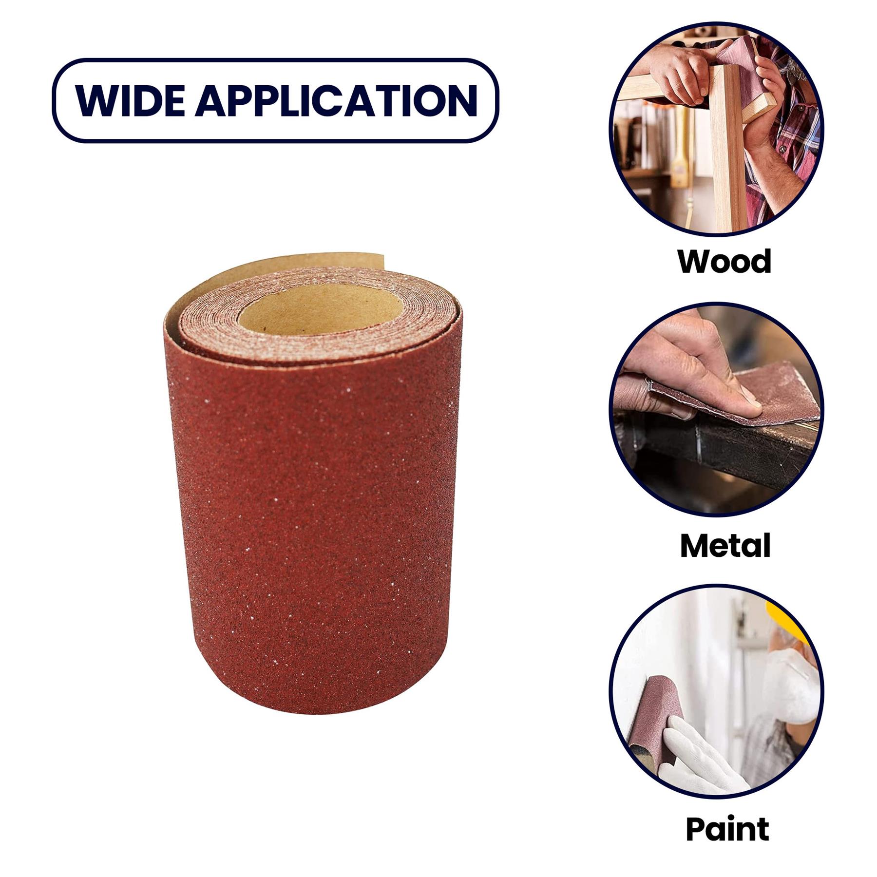 Aluminium Oxide Sanding Roll 115mm 5m Red Grit 80 Sandpaper Sand Woodwork - Image 5
