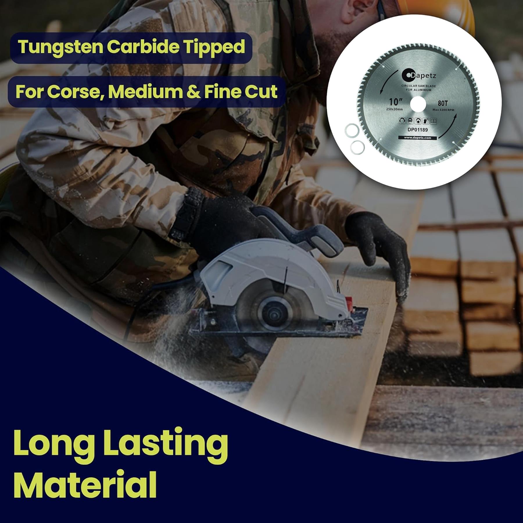 250mm (10") 80 Teeth Aluminium Circular Saw Blade 30mm Bore 25mm Rings Mitre - Image 2