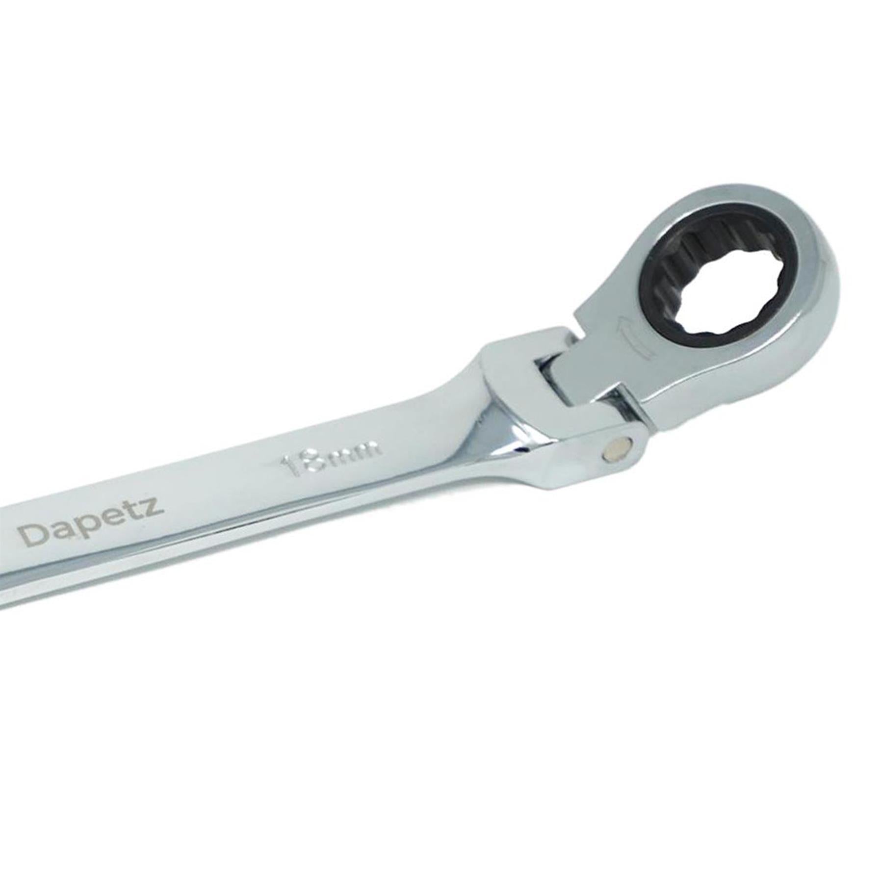 Flexible Head Ratchet Spanner 18mm Chrome Vanadium Steel Combination Wrench Open End Metric Spanner - Image 11