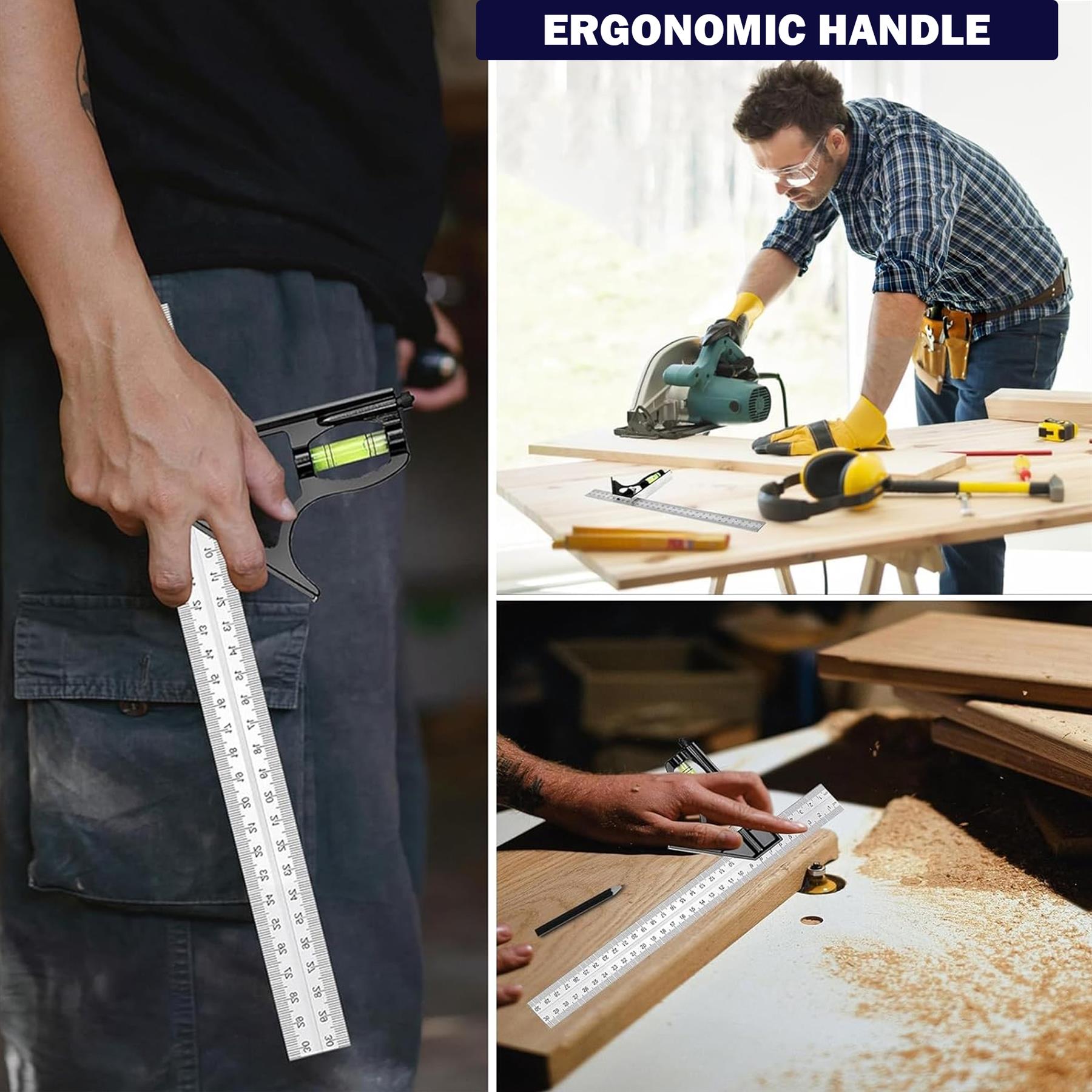 Carpentry Squares 6inch/150mm,square Right Angle Ruler Carpentry Square 45/90° With Bubble Level Stainless Steel - Image 3