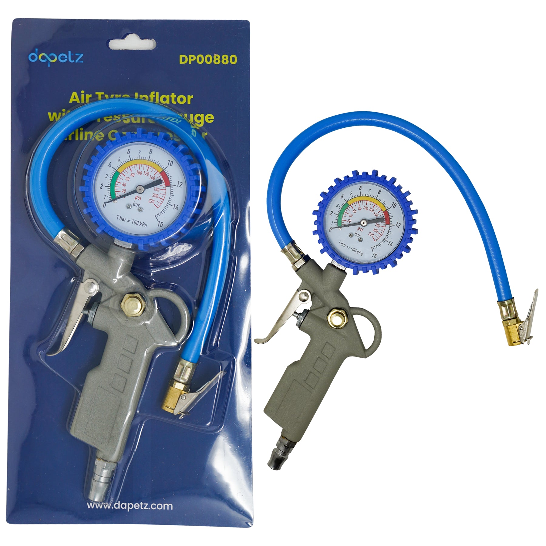 Tyre Air Inflator and Pressure Gauge Gun For Use With Air Compressor Car Van - Image 4
