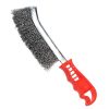 Stainless Steel Hand Wire Brush 10in 250mm Curved Bristles Long Handle for Rust Paint Cleaning