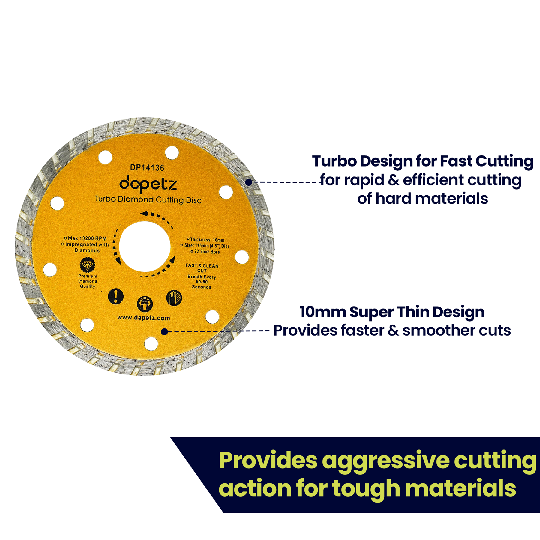 115mm Turbo Diamond Cutting Disc 4.5" Angle Grinder Blade Tile Stone & Concrete - Image 6