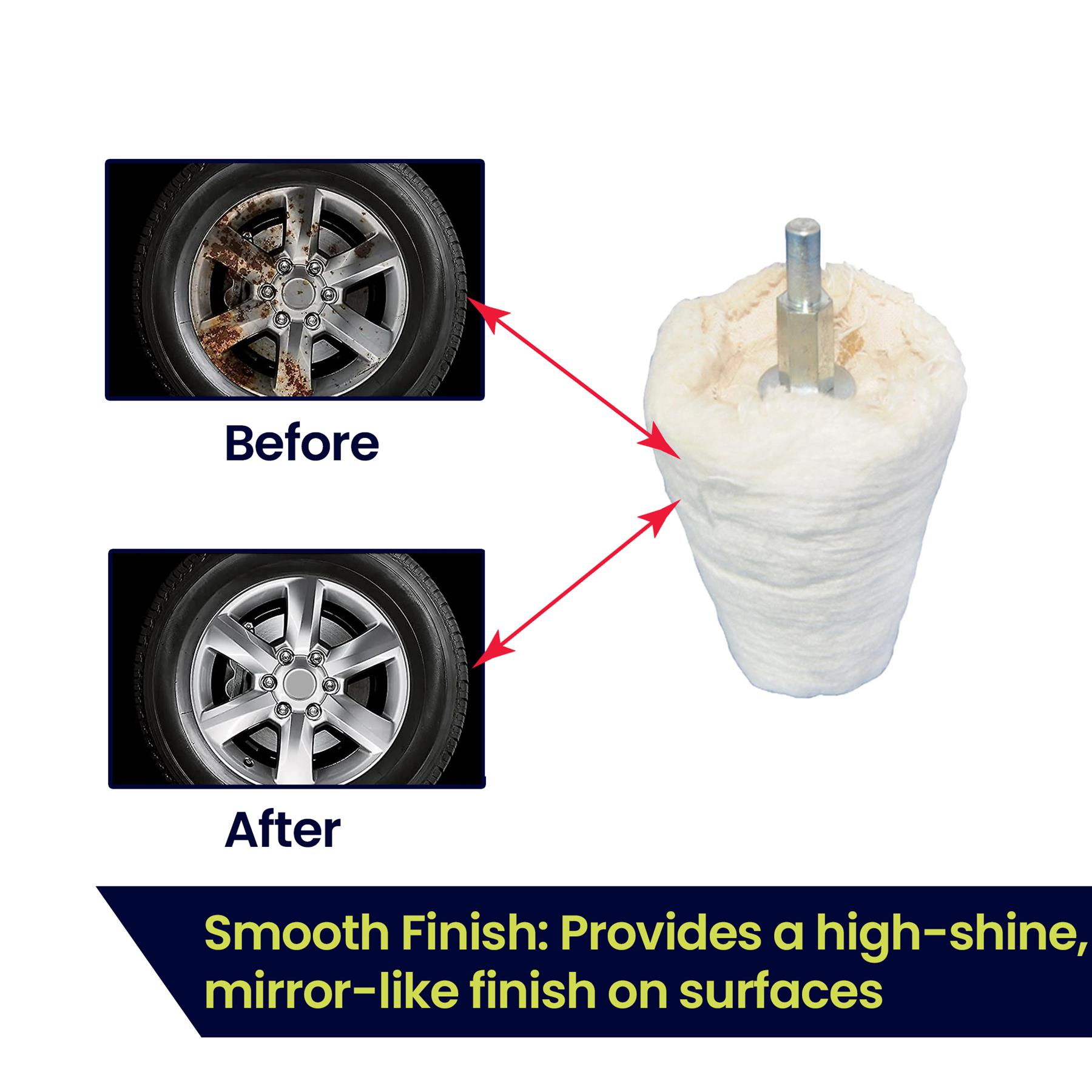 Goblet Polishing Mop 50mm Cotton Cone Polishing for Metal Aluminium Stainless Steel Plastic Ceramic Glass - Image 3