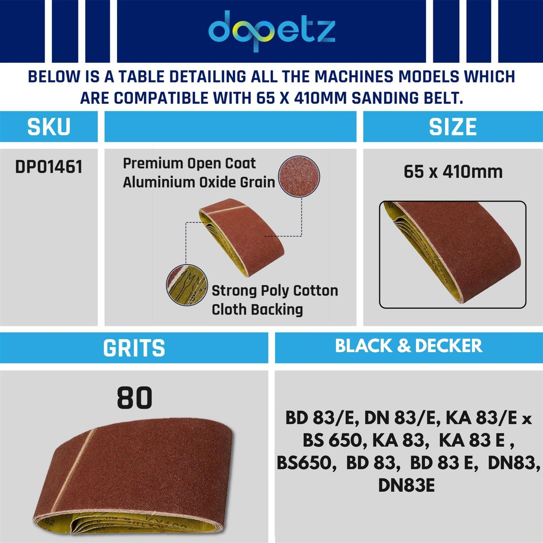 5 Pack Sanding Belts 65mm x 410mm (80 Grit) Coarse Sander Sheets Sanding Belts - Image 2