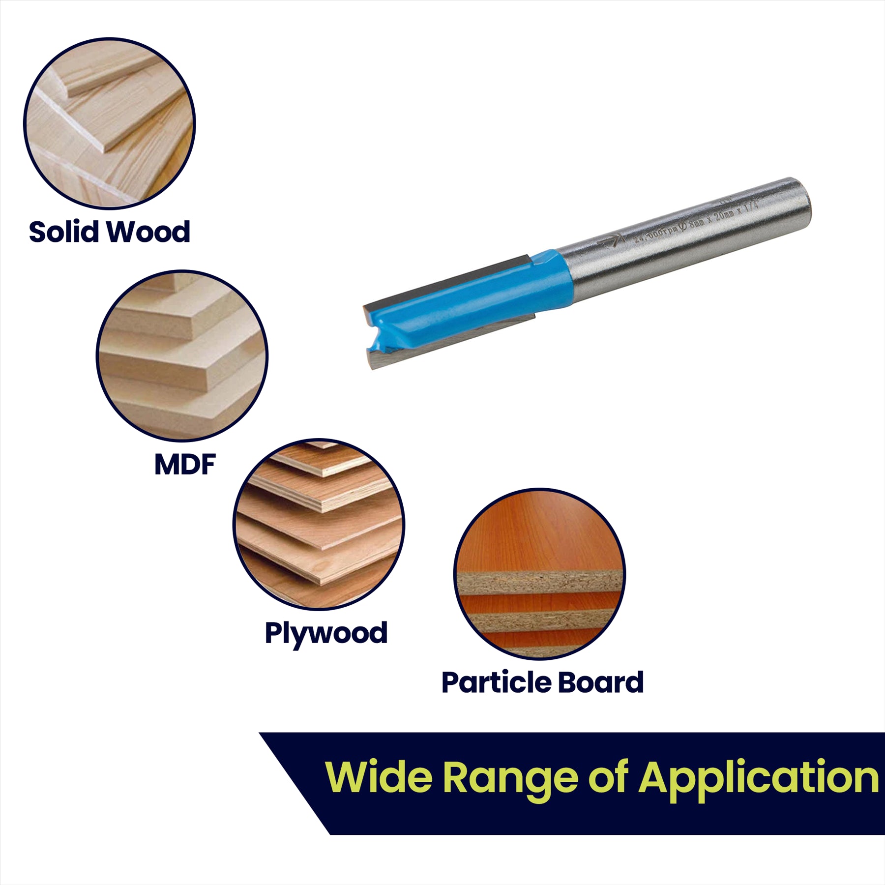 Straight 2 Flute Router Bit Cutter 1/4" Shank Carbide TCT Groove Metric 8 x 20mm - Image 4