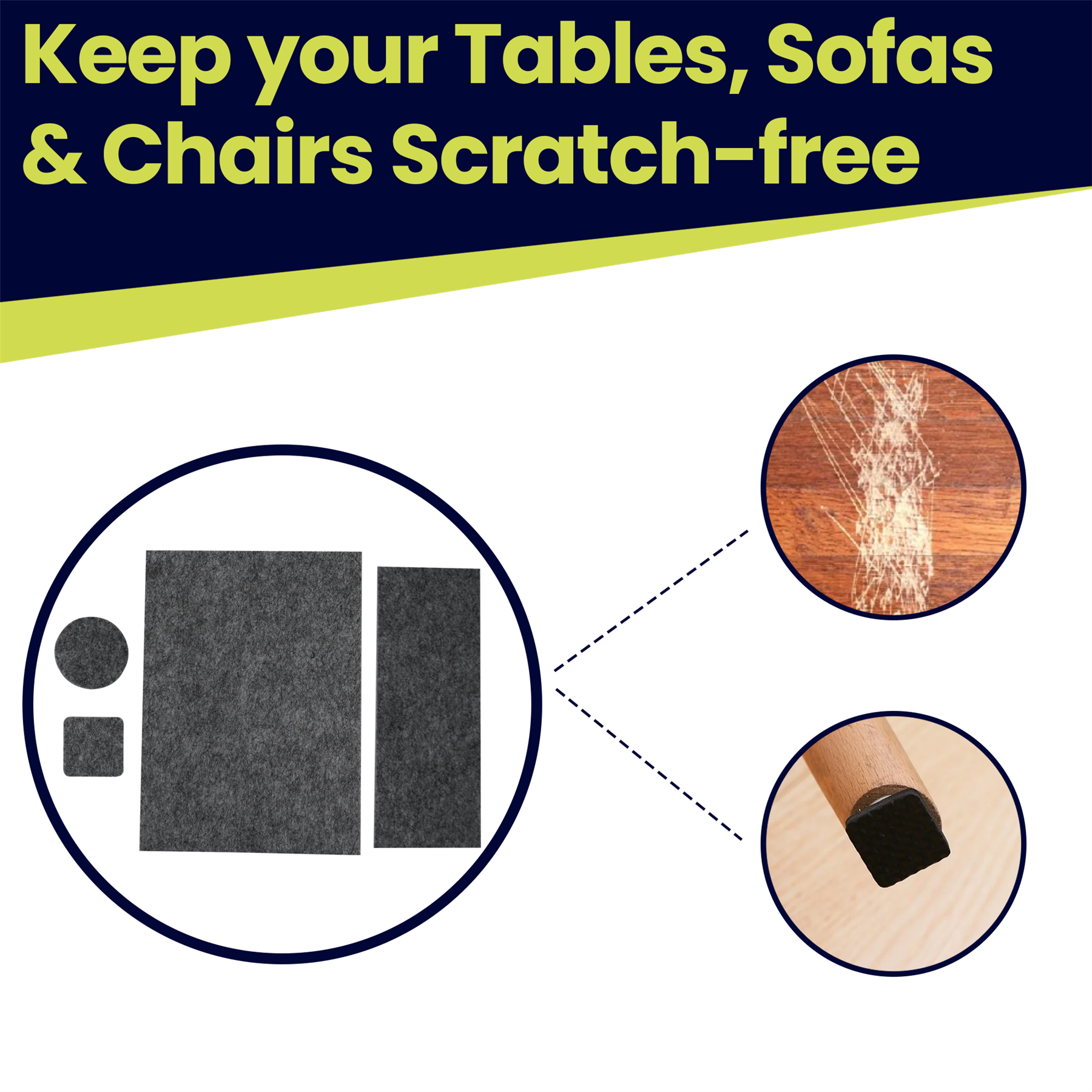 106 pieces Felt Pad for Furniture Feet Felt Floor Protectors Cushion set for Chairs & Furniture Legs - Image 2