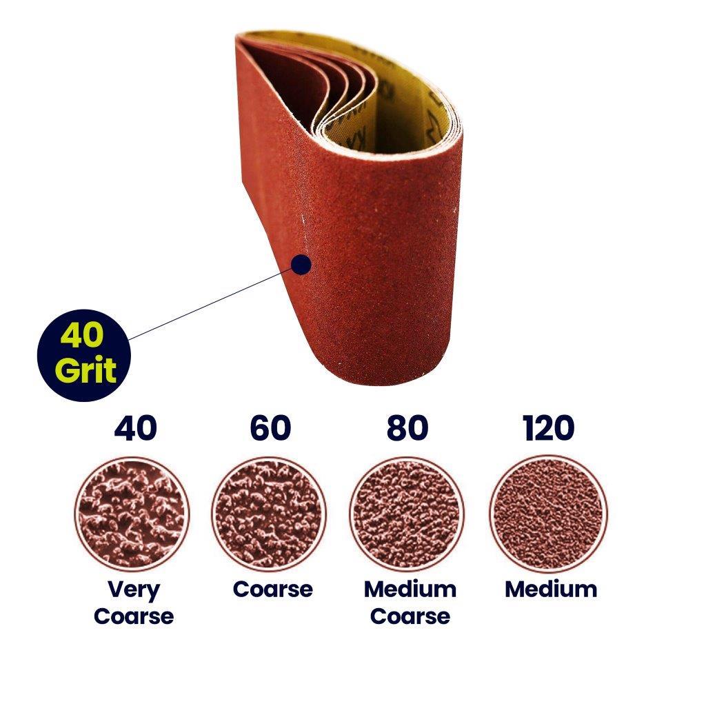 5x Sanding Belts 100 x 610mm 40 Grit Very Coarse Sander Sheets Sanding Belts - Image 5