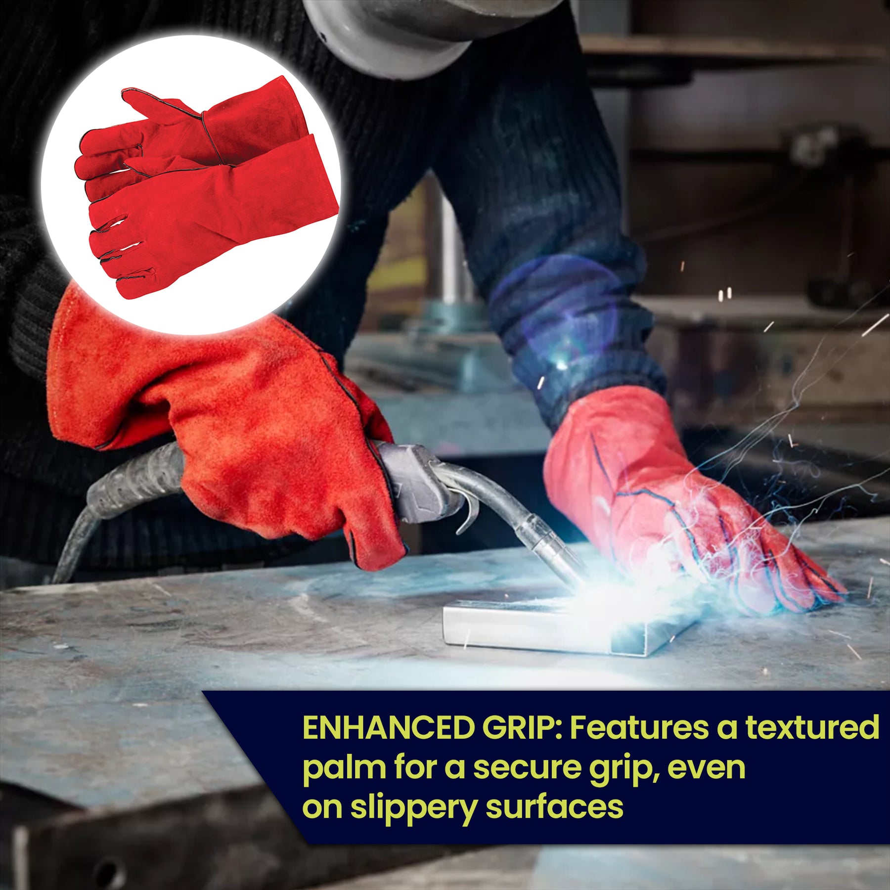 Welders Gauntlets Gloves 14" Heat Resistant Used For Welding, Fireplace, Oven, Woodburner, Stoves 350mm - Image 2