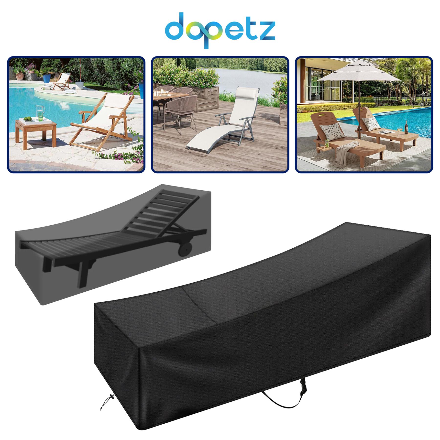 Garden Sun Lounger Cover 420D Polyester Water Repellent Windproof UV Resistant Outdoor Chair 200x80x40cm - Image 3