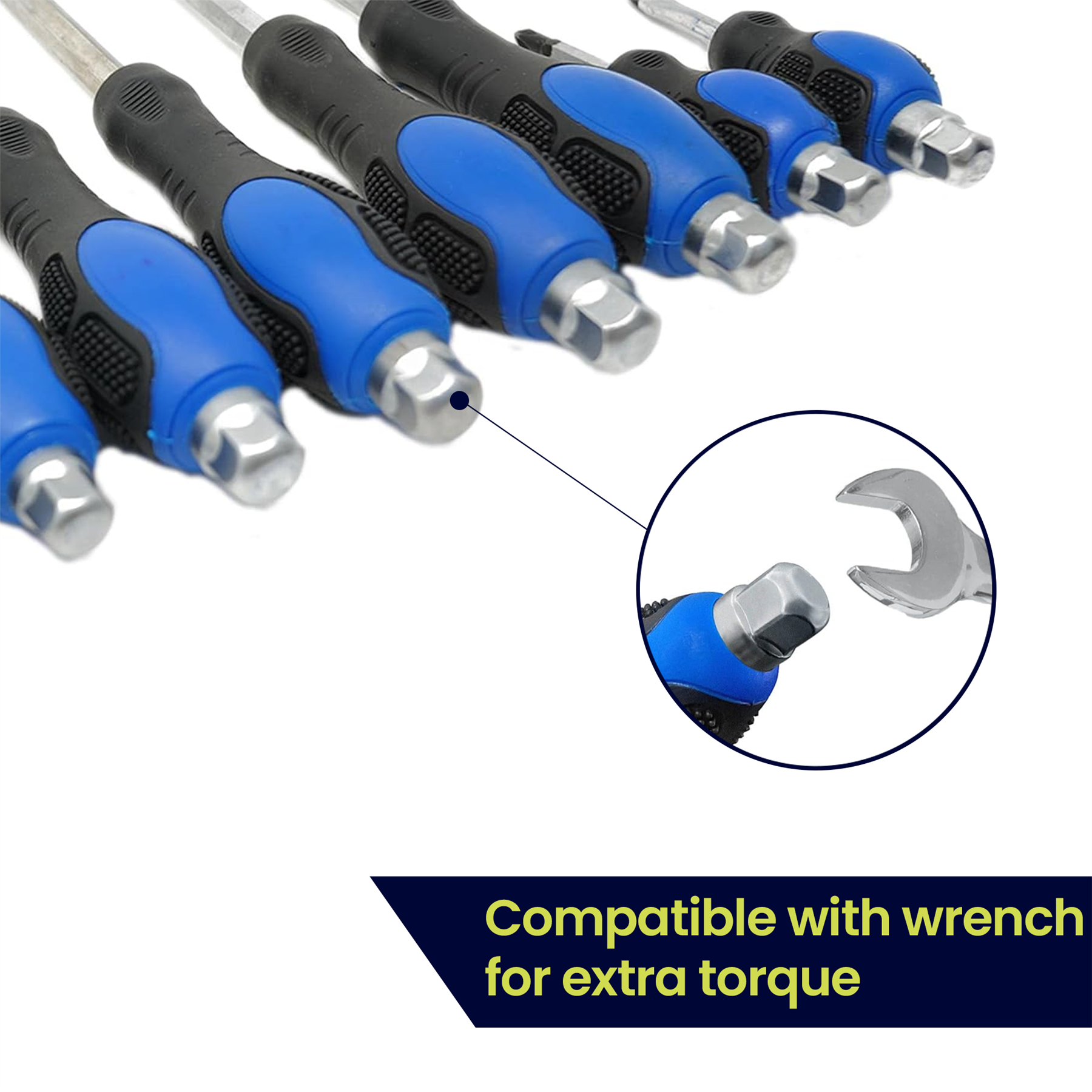 Screwdriver Set Heavy Duty 12 Piece Engineers Mechanics With Hex Bolsters +Case - Image 4