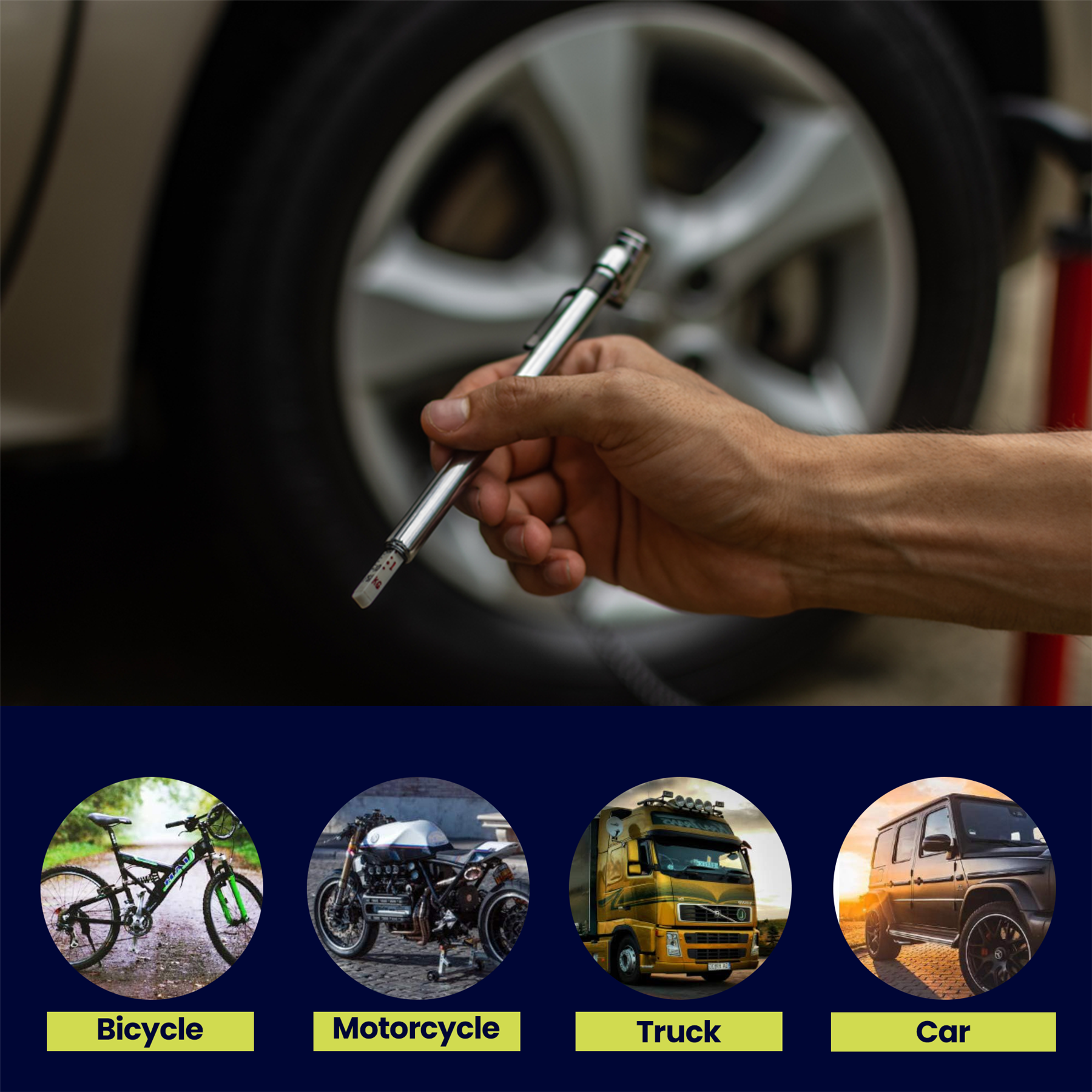 Tire Pressure Gauge Pen – Stainless Steel Tyre Air Pressure Tool for Car Bike Truck RVs Motor Bike - Image 3