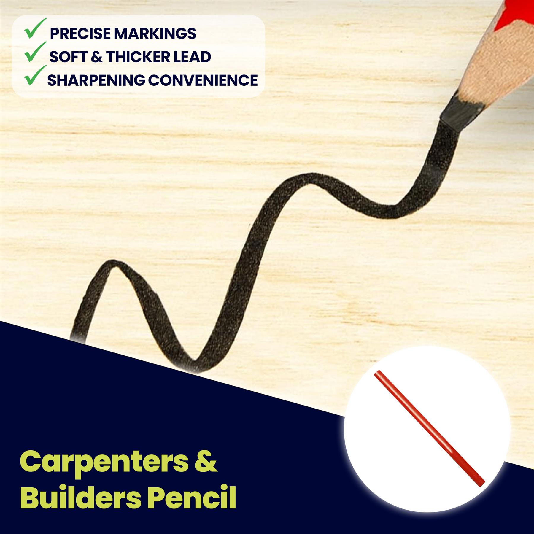Carpenter Pencil – Durable Marking Pencil for Builders, Joinery, Electricians & DIY Projects 1PC - Image 3