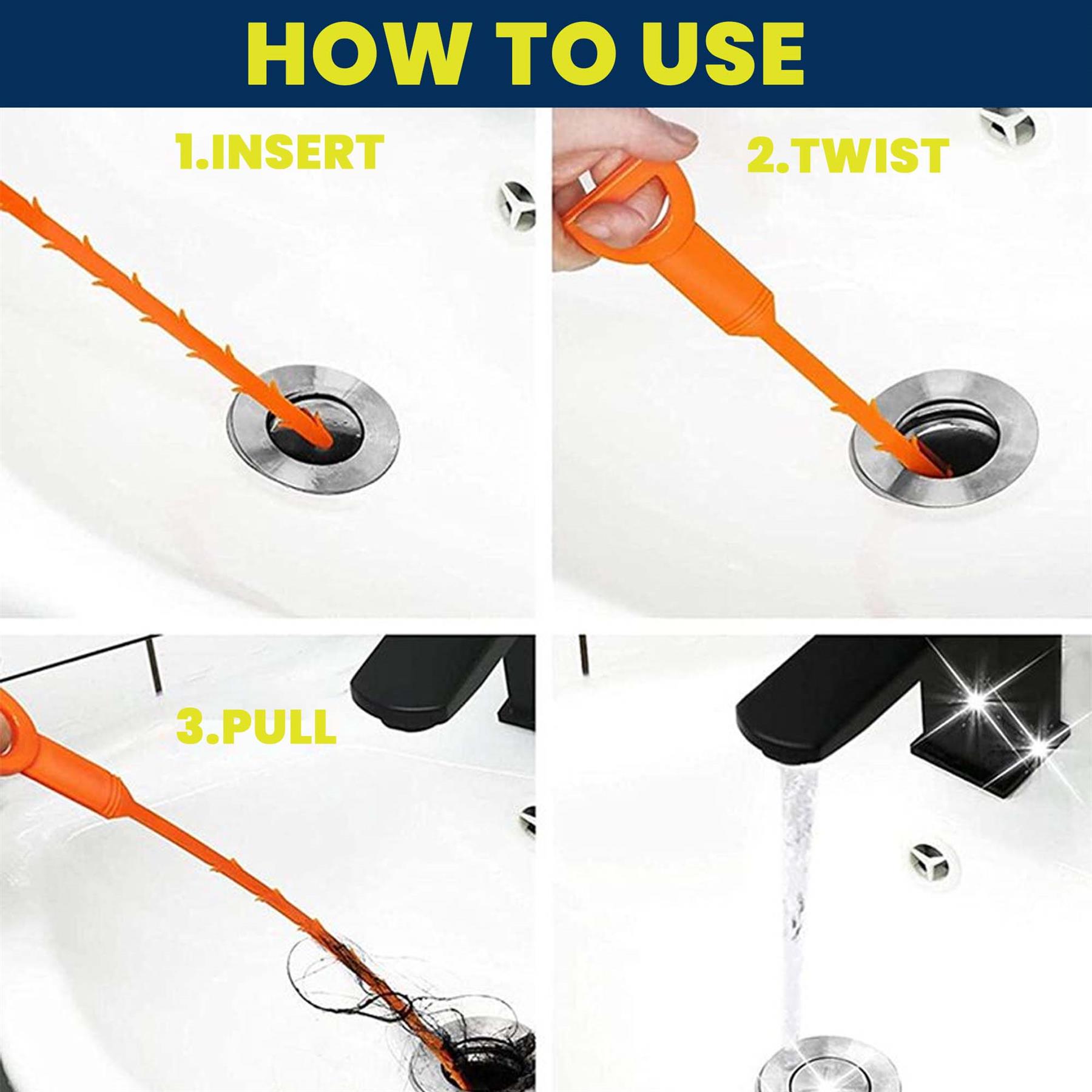 3 Pieces Drain Snake Hair Clog Remover Shower Drain Unblocker Tool for Bathroom & Kitchen Sink Clogs - Image 5